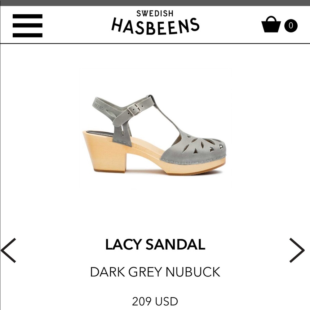 Swedish Hasbeen Lacy grey suede sandals - size 39